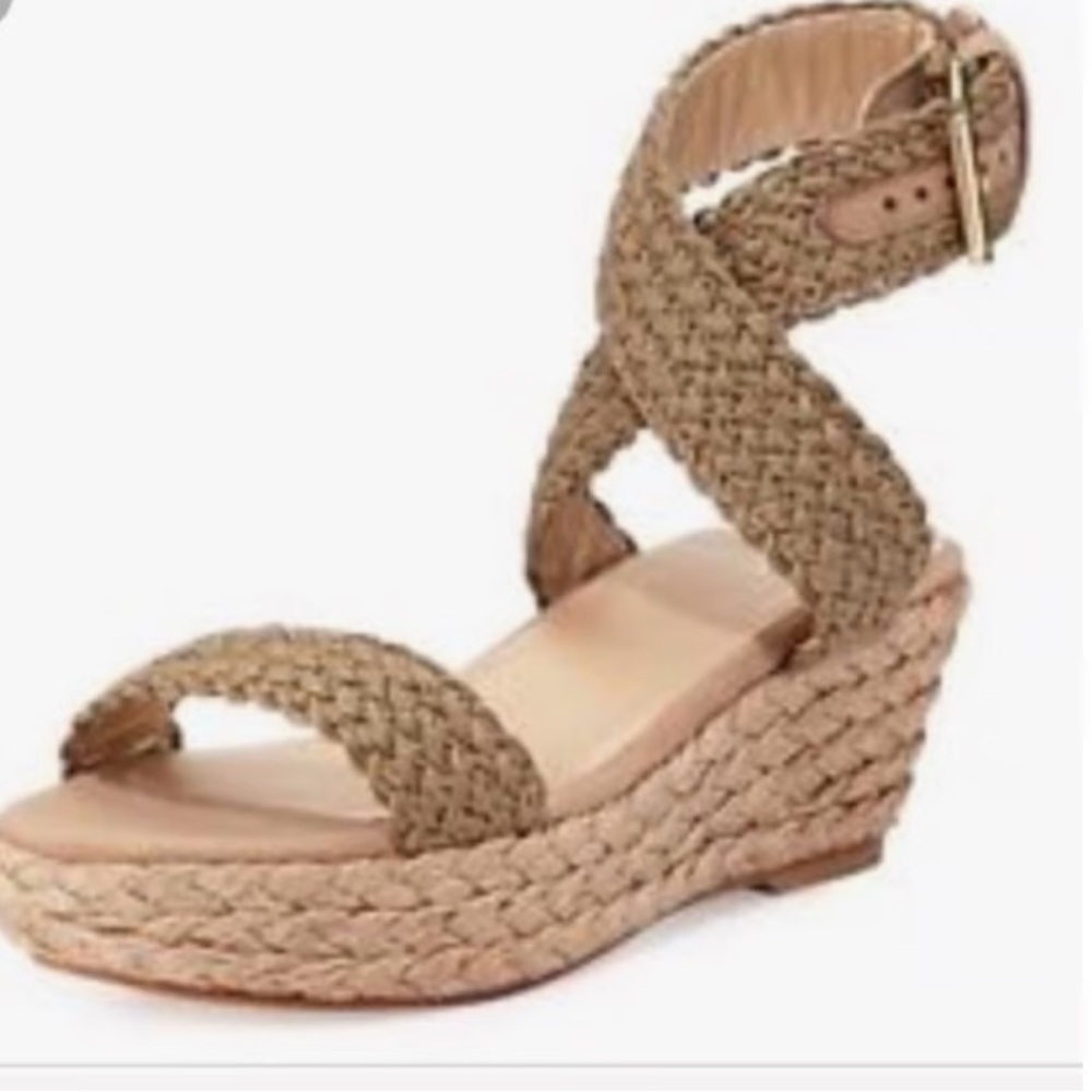 Stuart Weitzman Alexlo Espadrille Jute Platform as seen on Jen Aniston size 8